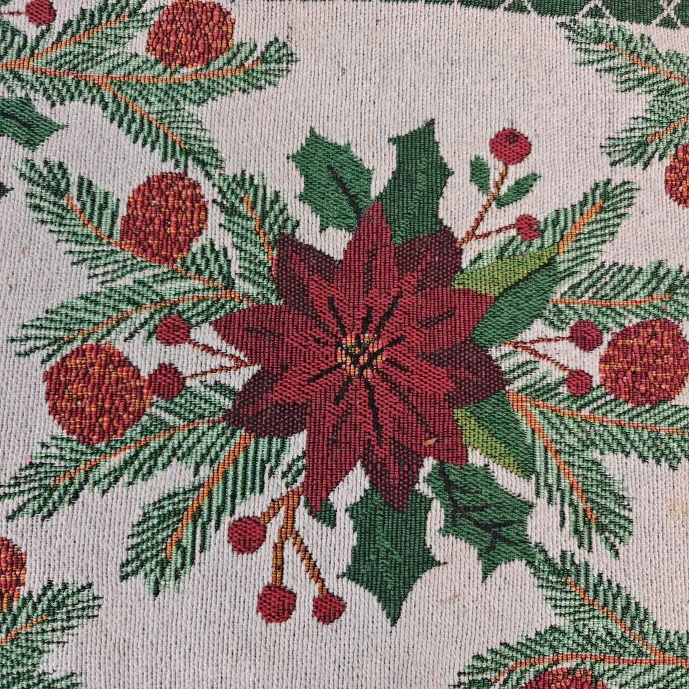 Poinsettia And Berries Embroidered Table Placemats Christmas Winter Family